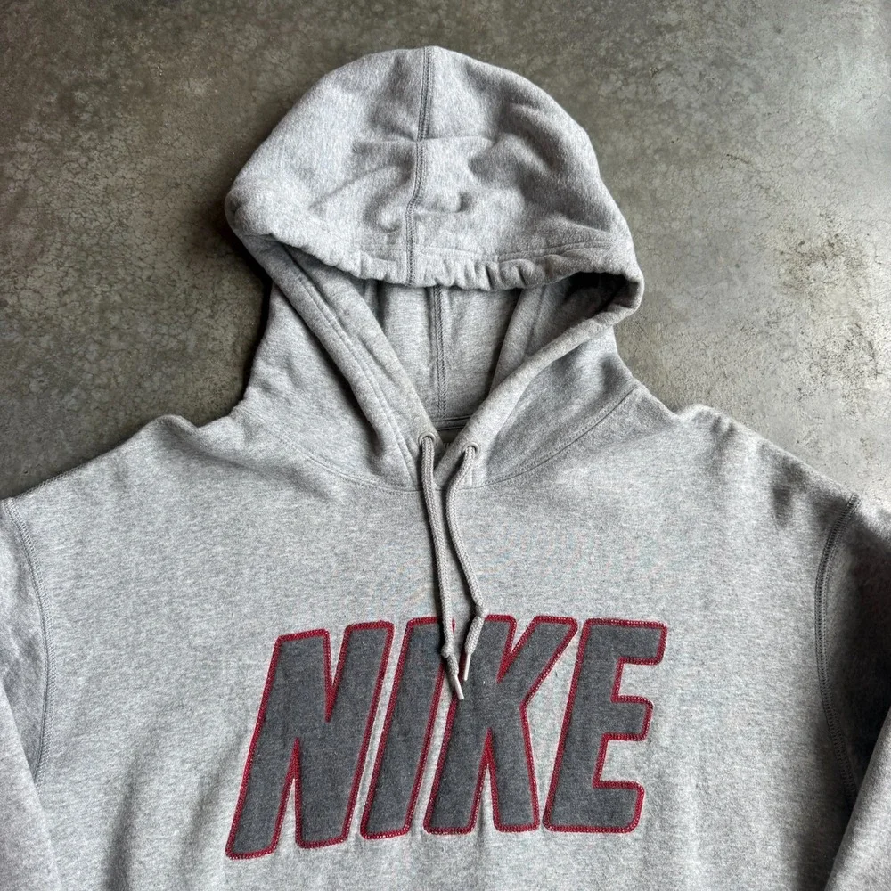 Vintage Y2K Nike Spellout Hoodie Sweatshirt Gray Mens XL 2000s Silver Tag 23x28